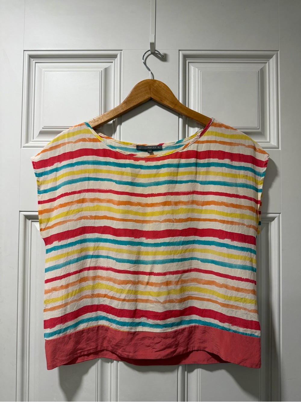 Striped Multicolor 100% Silk Boxy Top